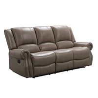 Abbyson Living Faux Leather Upholstered Manual Reclining Sofa, Beige