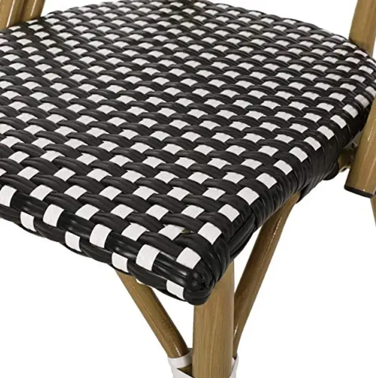 Christopher Knight Home Gwendolyn Outdoor French Bistro Chairs (Set of 4), Black + White + Bamboo Print Finish