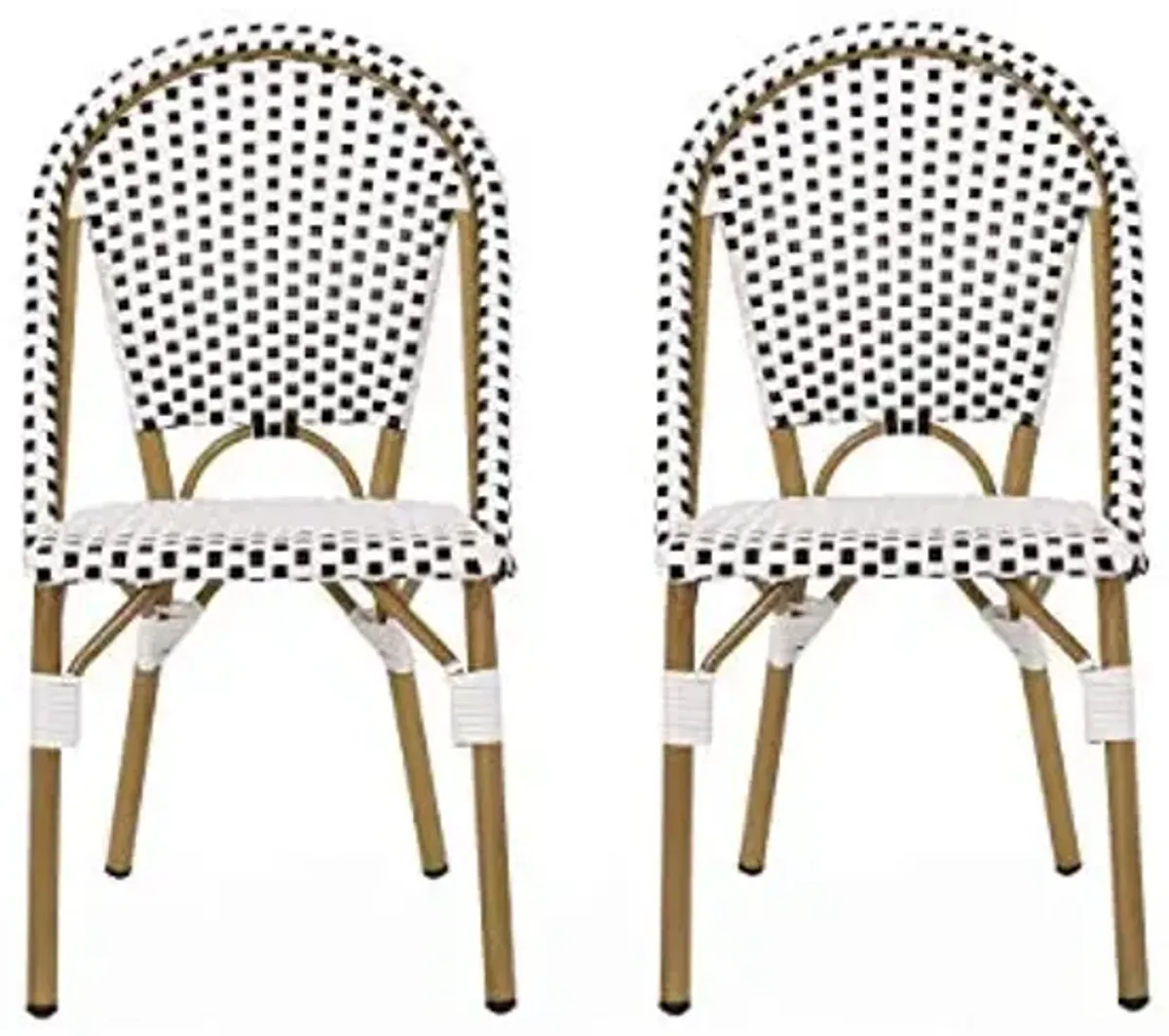 Christopher Knight Home Philomena Outdoor French Bistro Chair (Set of 2), Black + White + Bamboo Print Finish