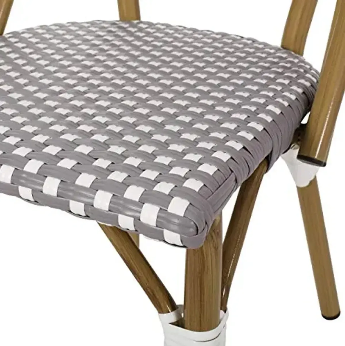 Christopher Knight Home Gwendolyn Outdoor French Bistro Chairs (Set of 4), Gray + White + Bamboo Print Finish