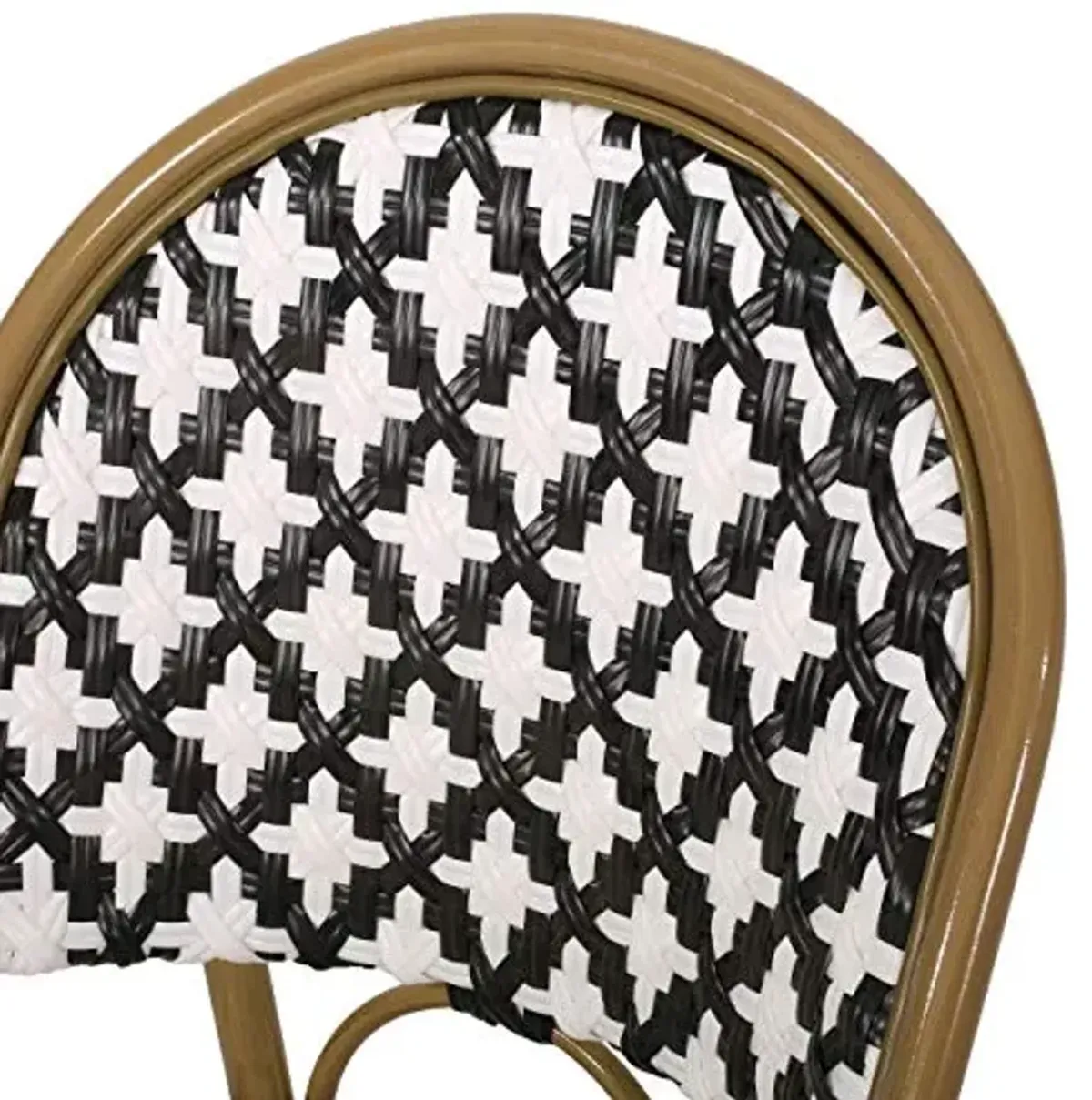 Christopher Knight Home Anastasia Outdoor French Bistro Chair (Set of 4), Black + White + Bamboo Print Finish