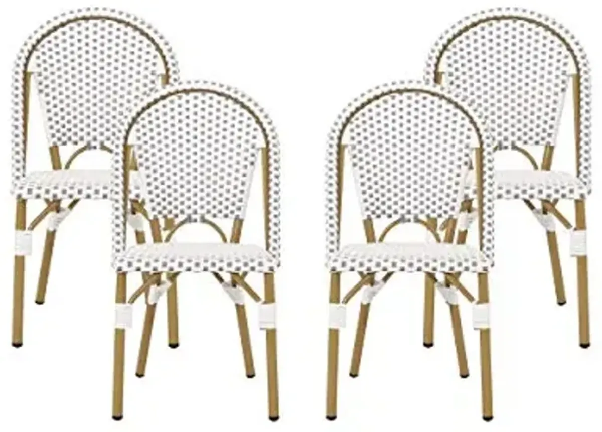 Christopher Knight Home Philomena Outdoor French Bistro Chair (Set of 4), Gray + White + Bamboo Print Finish