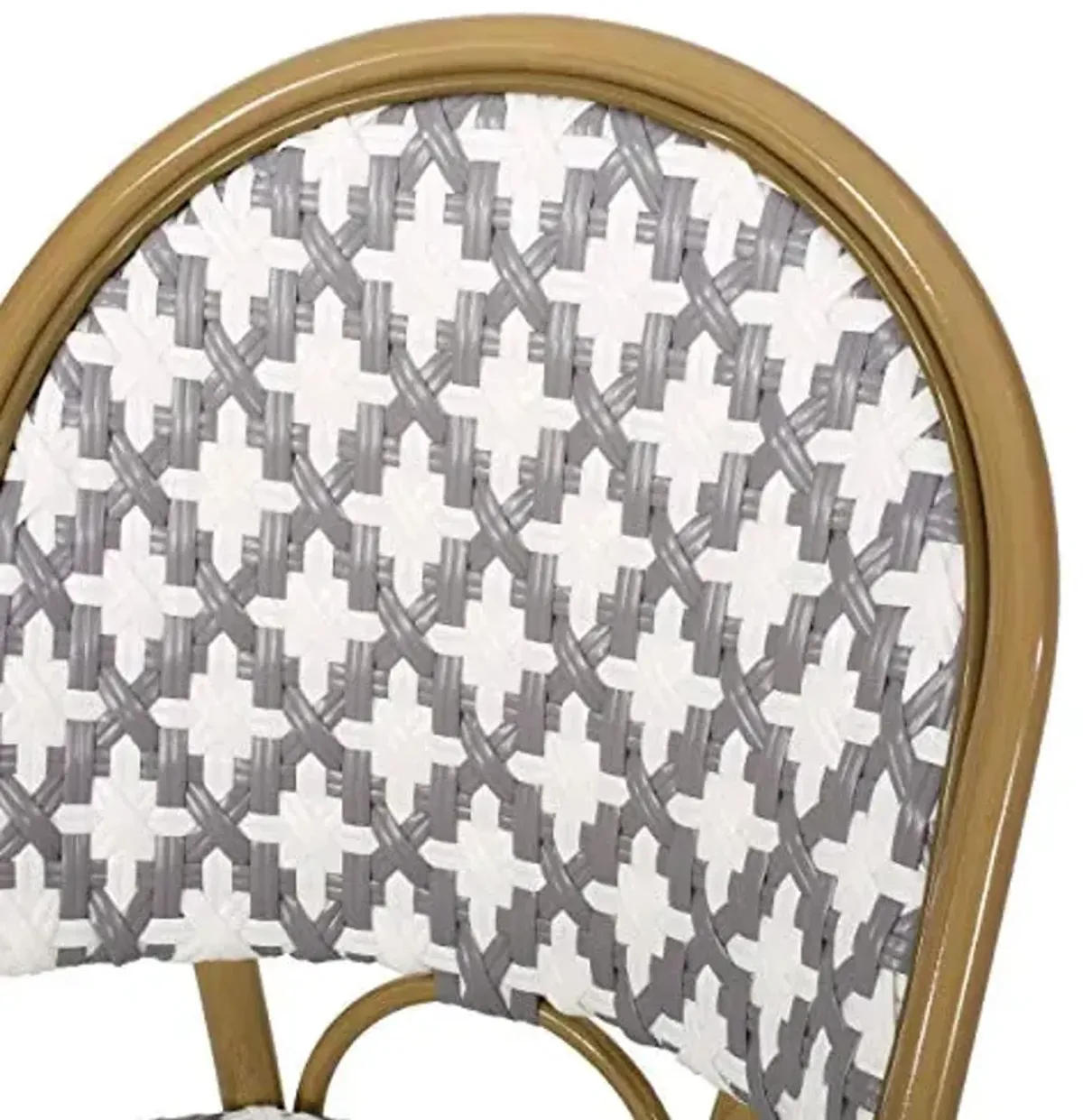 Christopher Knight Home Anastasia Outdoor French Bistro Chair (Set of 2), Gray + White + Bamboo Print Finish