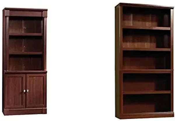 Sauder Palladia Library with Doors/Book Shelf Miscellaneous Storage 5 Bookcase/Book Shelf, Select Cherry Finish