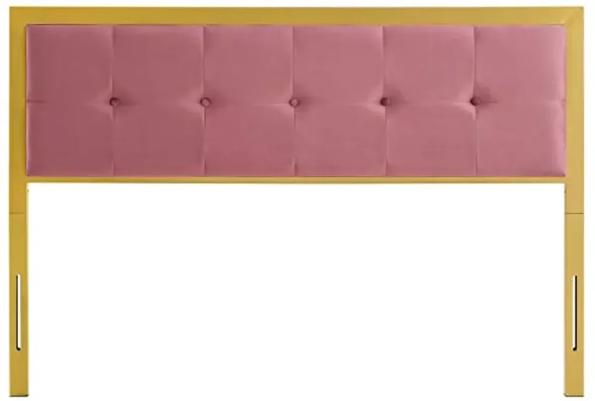 Modway Teagan Tufted Performance Velvet Headboard, King, Gold Dusty Rose