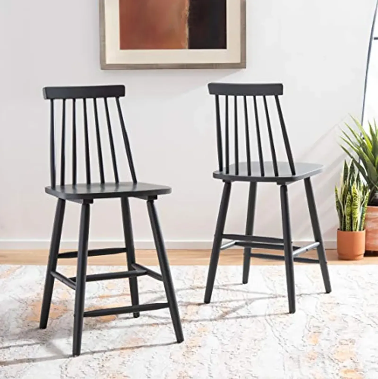 Safavieh Home Collection Beaufort Spindle Back Grey Counter 24-inch Stool (Set of 2)