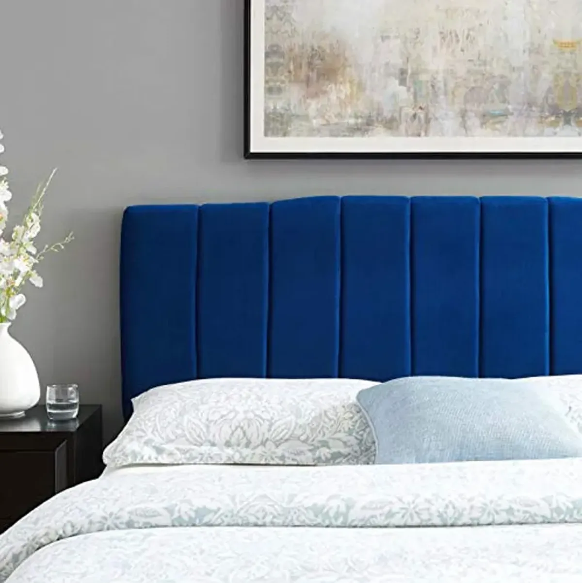 Modway Camilla Channel Tufted Performance Velvet King/California King Headboard in Navy