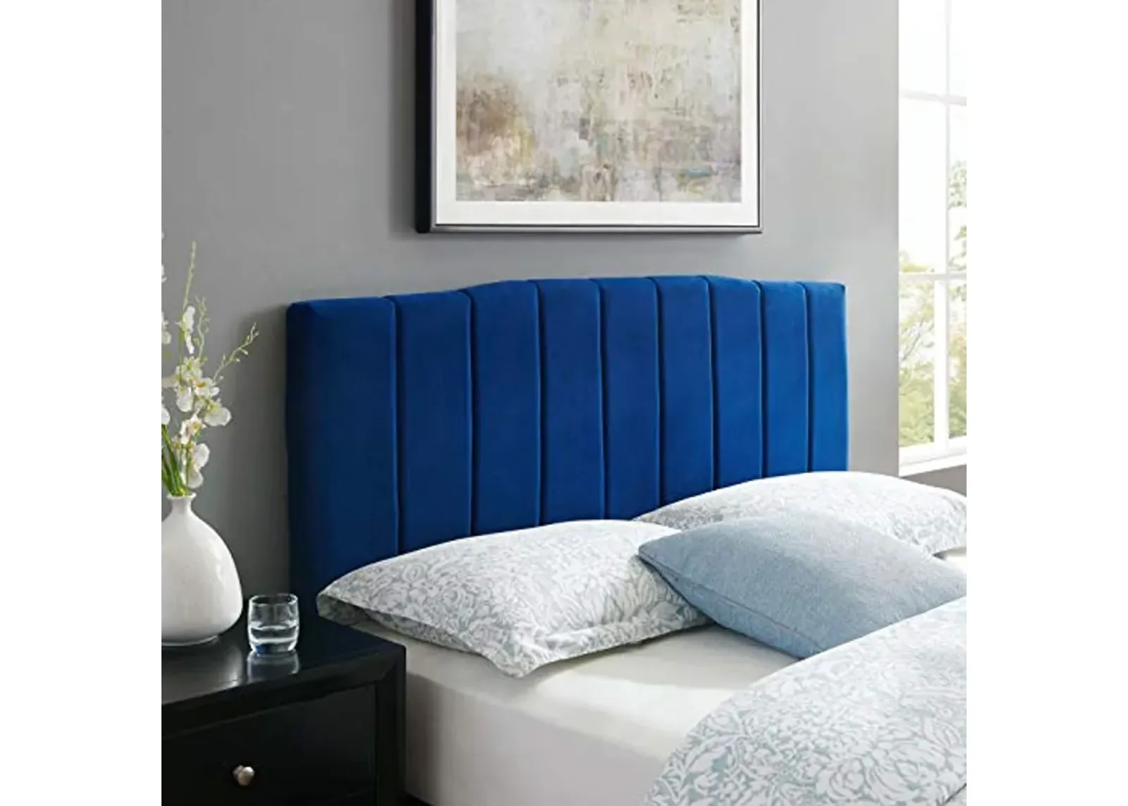 Modway Camilla Channel Tufted Performance Velvet King/California King Headboard in Navy