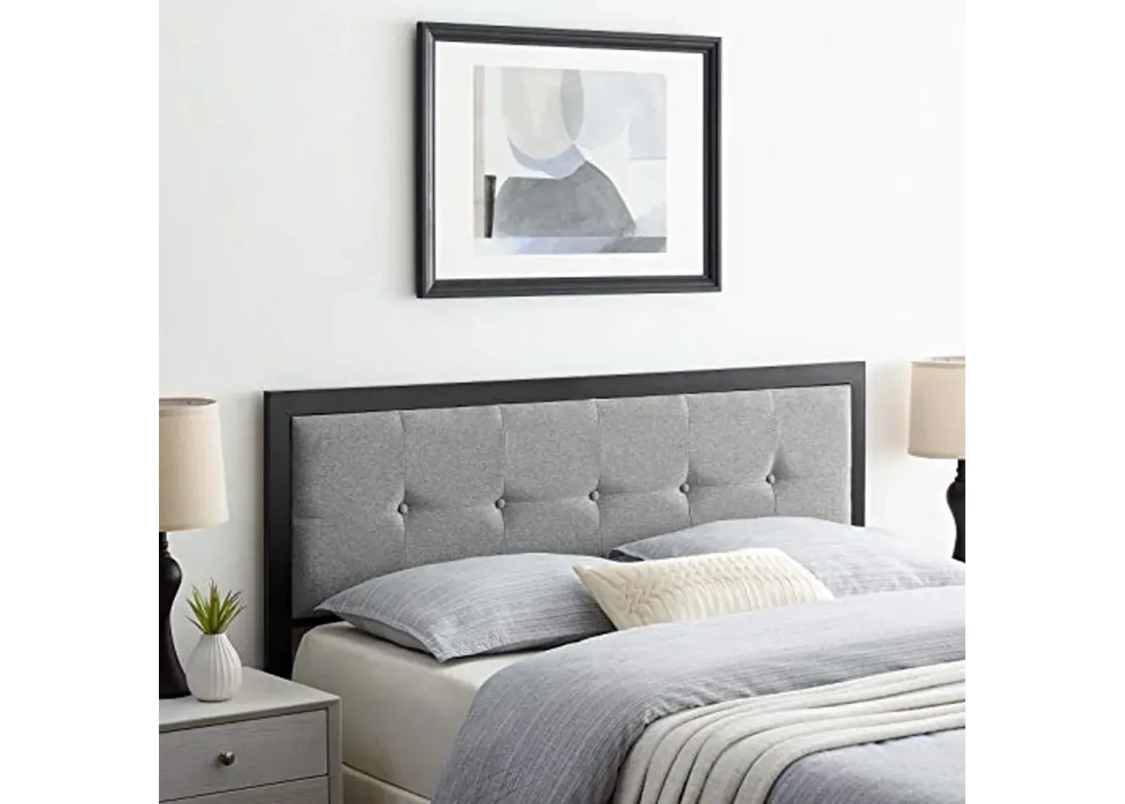 Modway MOD-6174-BLK-LGR Teagan Tufted Full Headboard, Black Light Gray