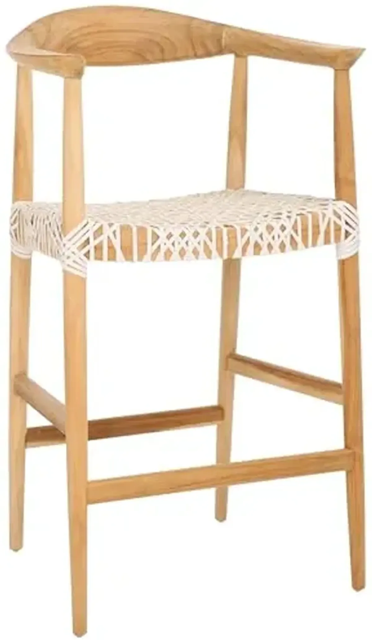 SAFAVIEH Home Collection Bandelier Natural Teak and White Leather Counter Stool