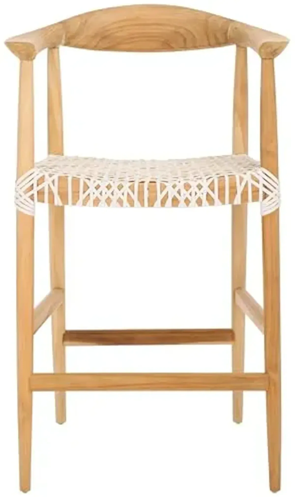 SAFAVIEH Home Collection Bandelier Natural Teak and White Leather Counter Stool
