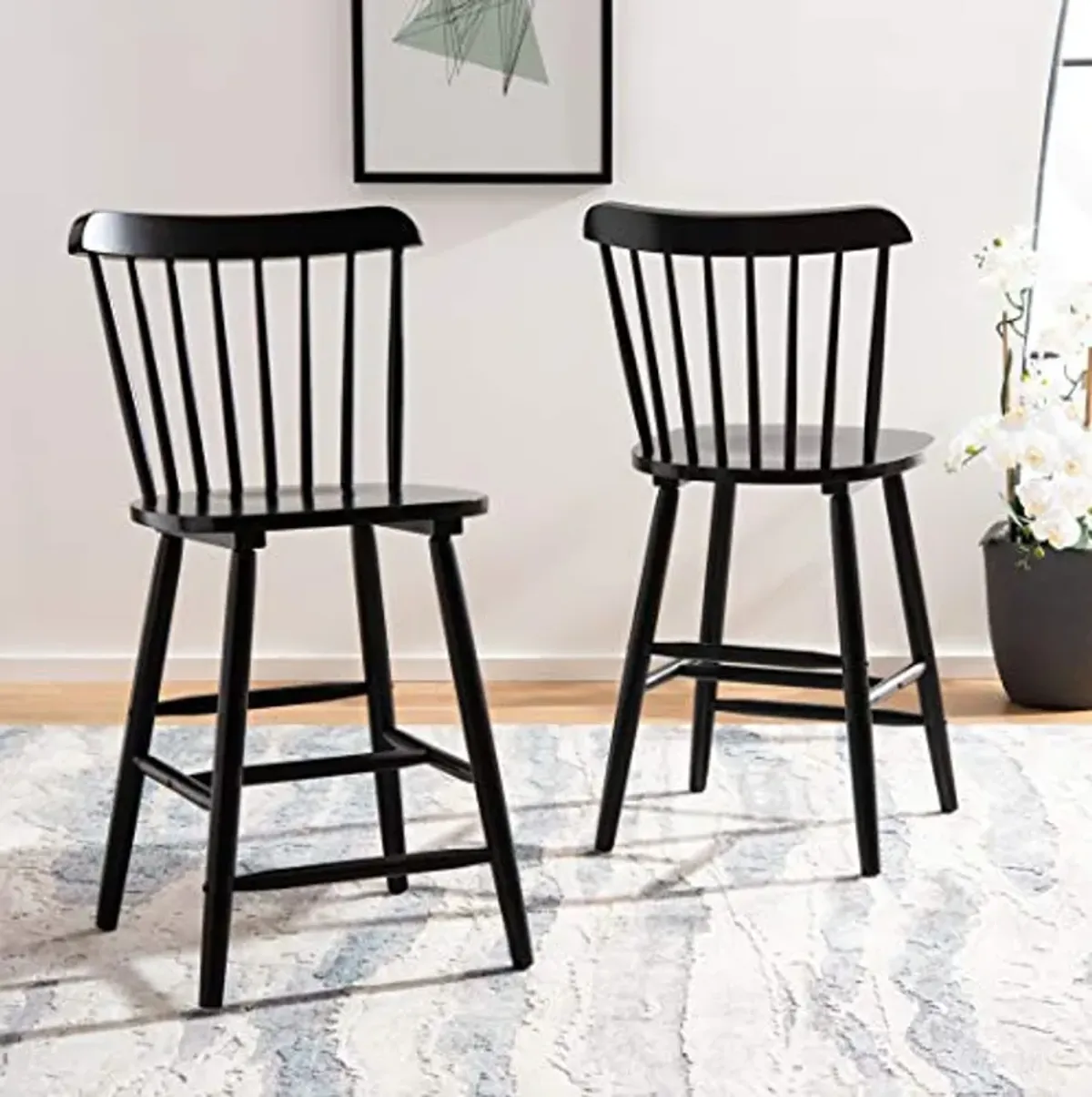 Safavieh Home Collection Galena Spindle Back Black Counter 24-inch Stool (Set of 2)