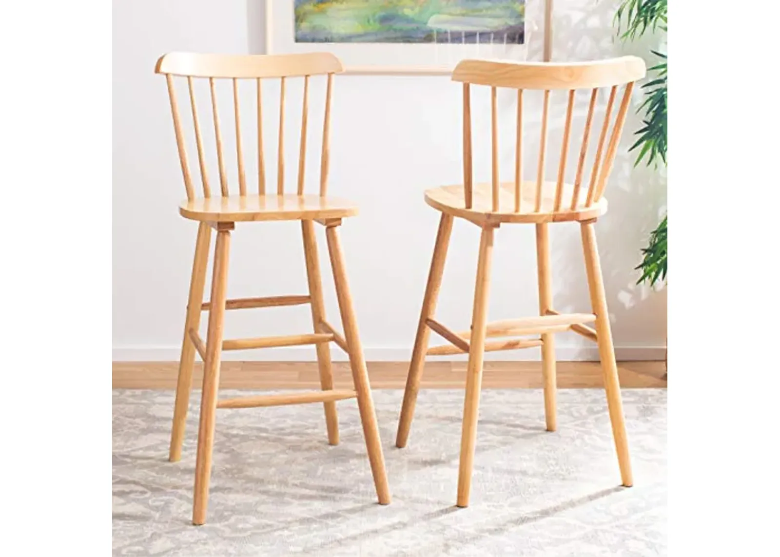 Safavieh Home Collection Galena Spindle Back Natural Bar 30-inch Stool (Set of 2)