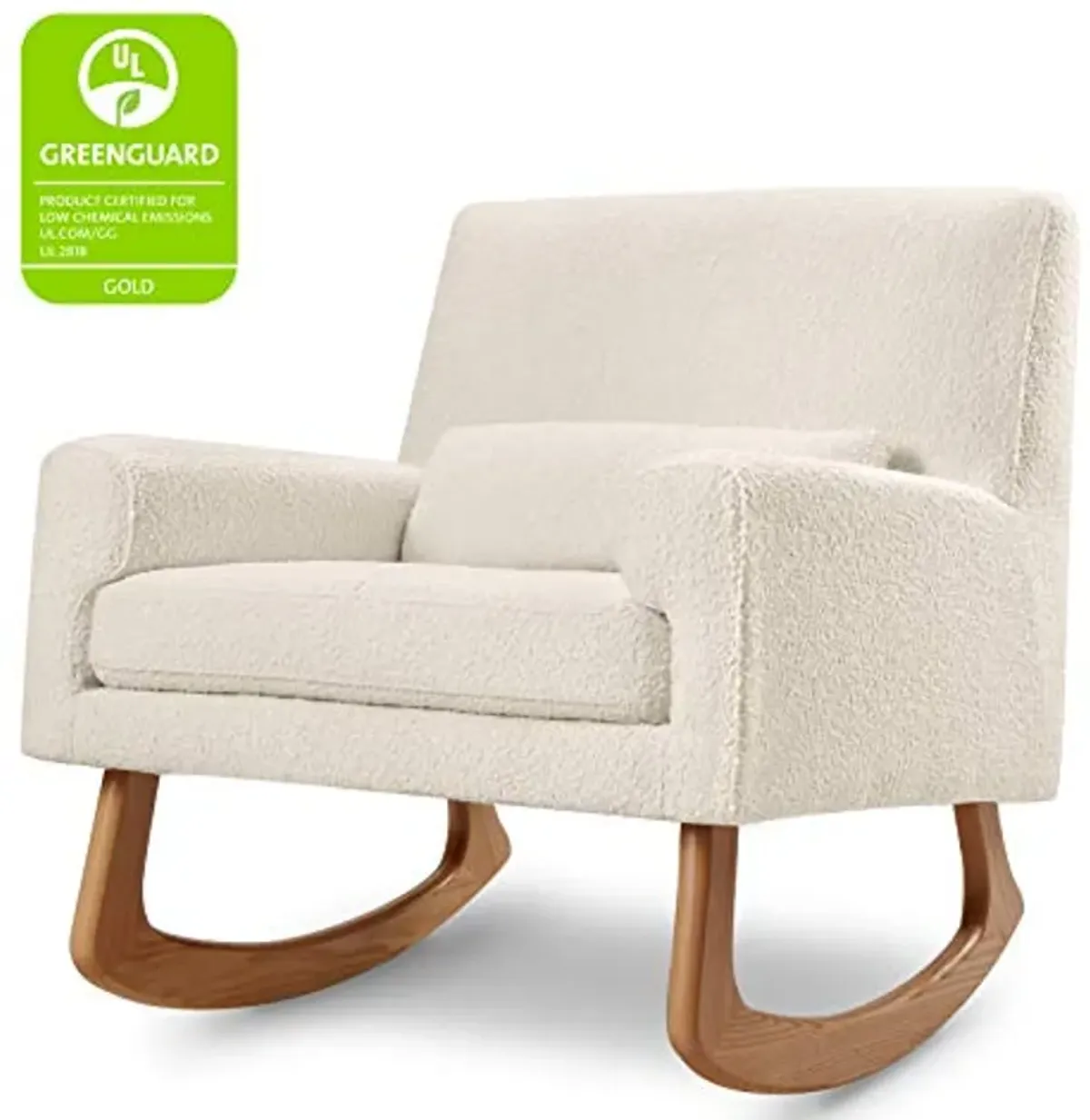 Nursery Works Sleepytime Rocker in Ivory Boucle with Light Legs, Wood, Foam, Greenguard Gold and CertiPUR-US Certified