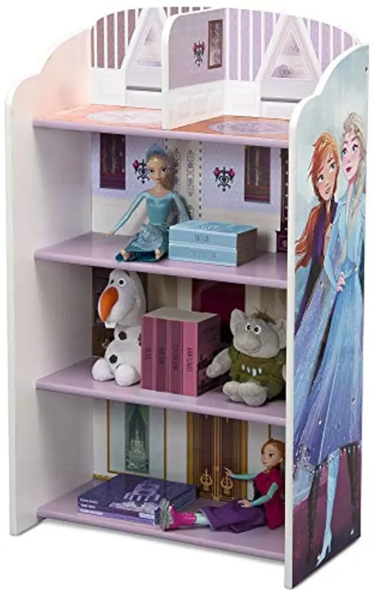 Delta Children Wooden Playhouse 4-Shelf Bookcase for Kids, Frozen II