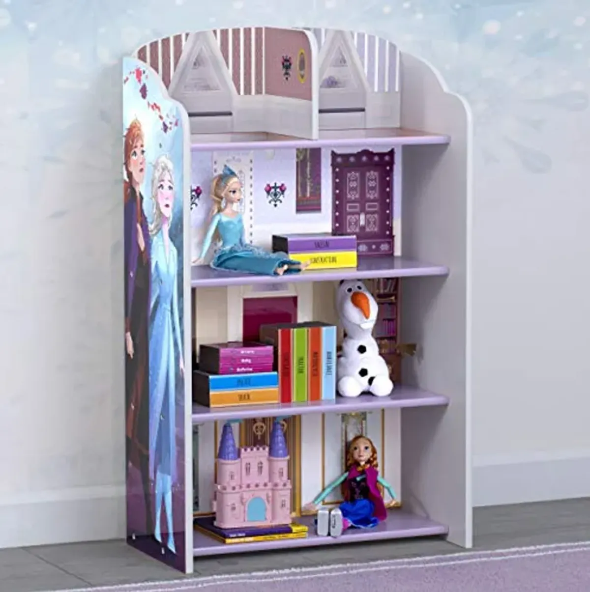 Delta Children Wooden Playhouse 4-Shelf Bookcase for Kids, Frozen II