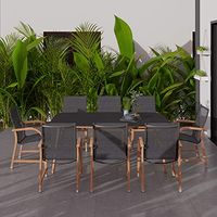 Amazonia Barrington 9-Piece Outdoor Rectangular Dining Table Set | Eucalyptus Wood | Ideal for Patio and Indoors
