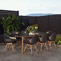 Amazonia Niles 9-Piece Outdoor Rectangular Dining Table Set | Eucalyptus Wood | Ideal for Patio and Indoors
