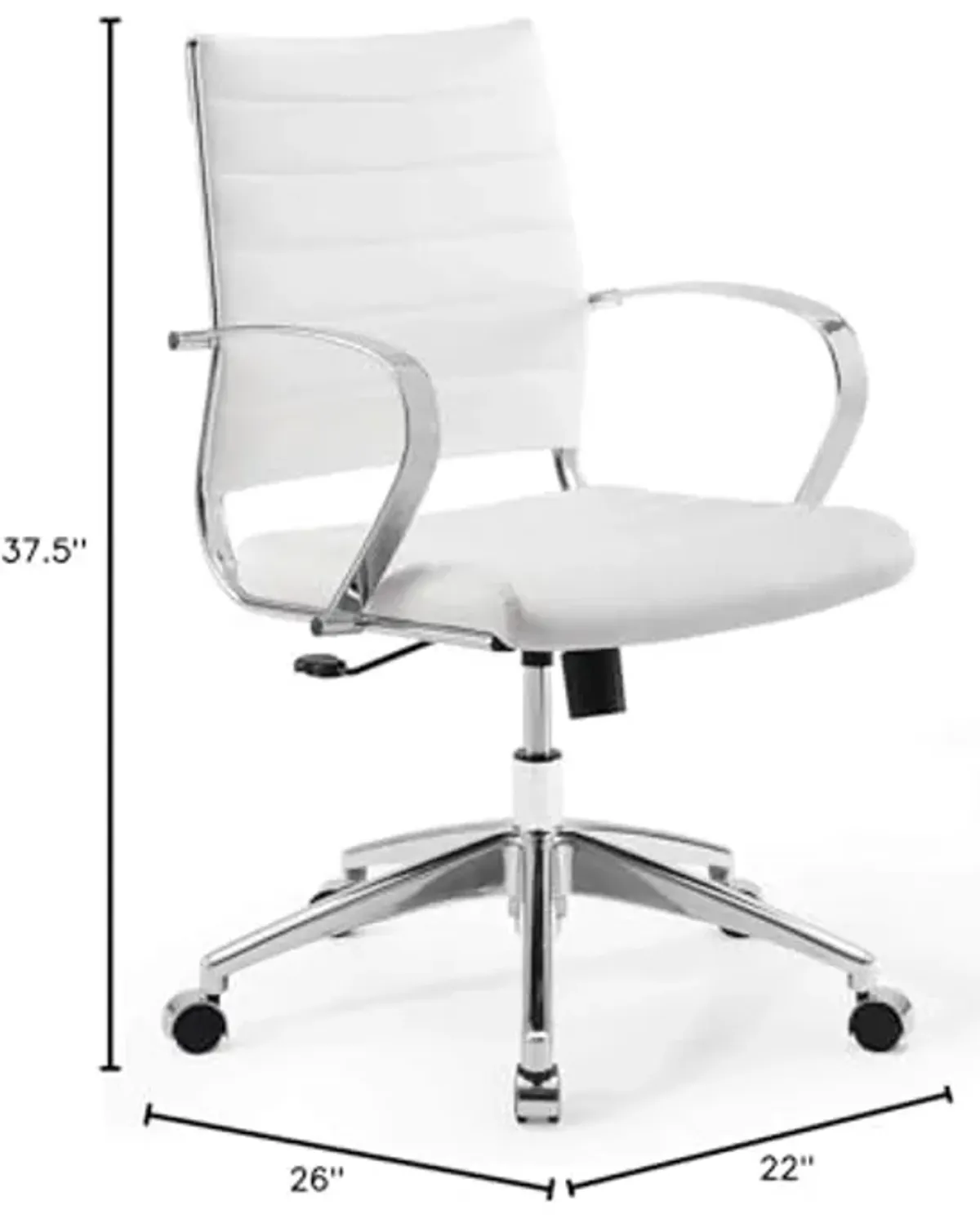 Modway Jive Ribbed, Mid Back Office Chair, White