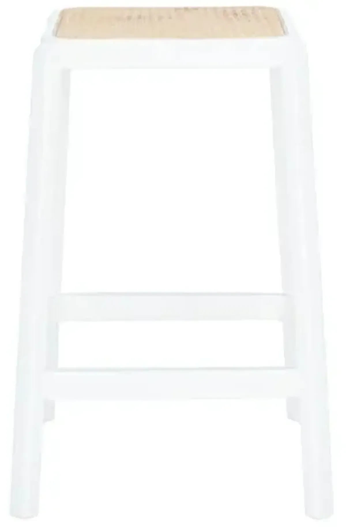 SAFAVIEH Home Collection Silus White and Natural Backless Cane 25-inch Counter Stool