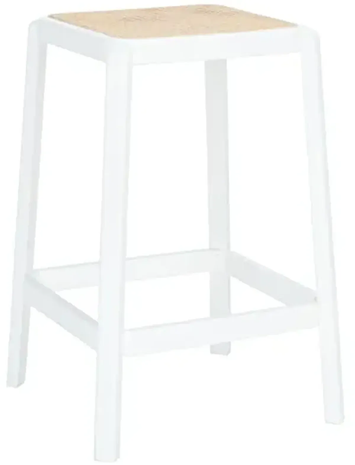 SAFAVIEH Home Collection Silus White and Natural Backless Cane 25-inch Counter Stool