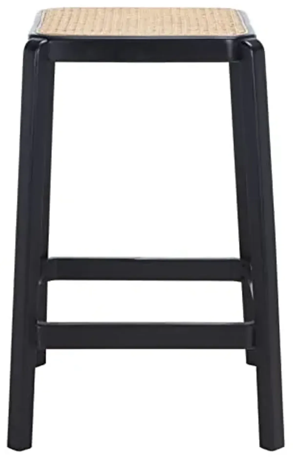 SAFAVIEH Home Collection Silus Black and Natural Backless Cane 25-inch Counter Stool