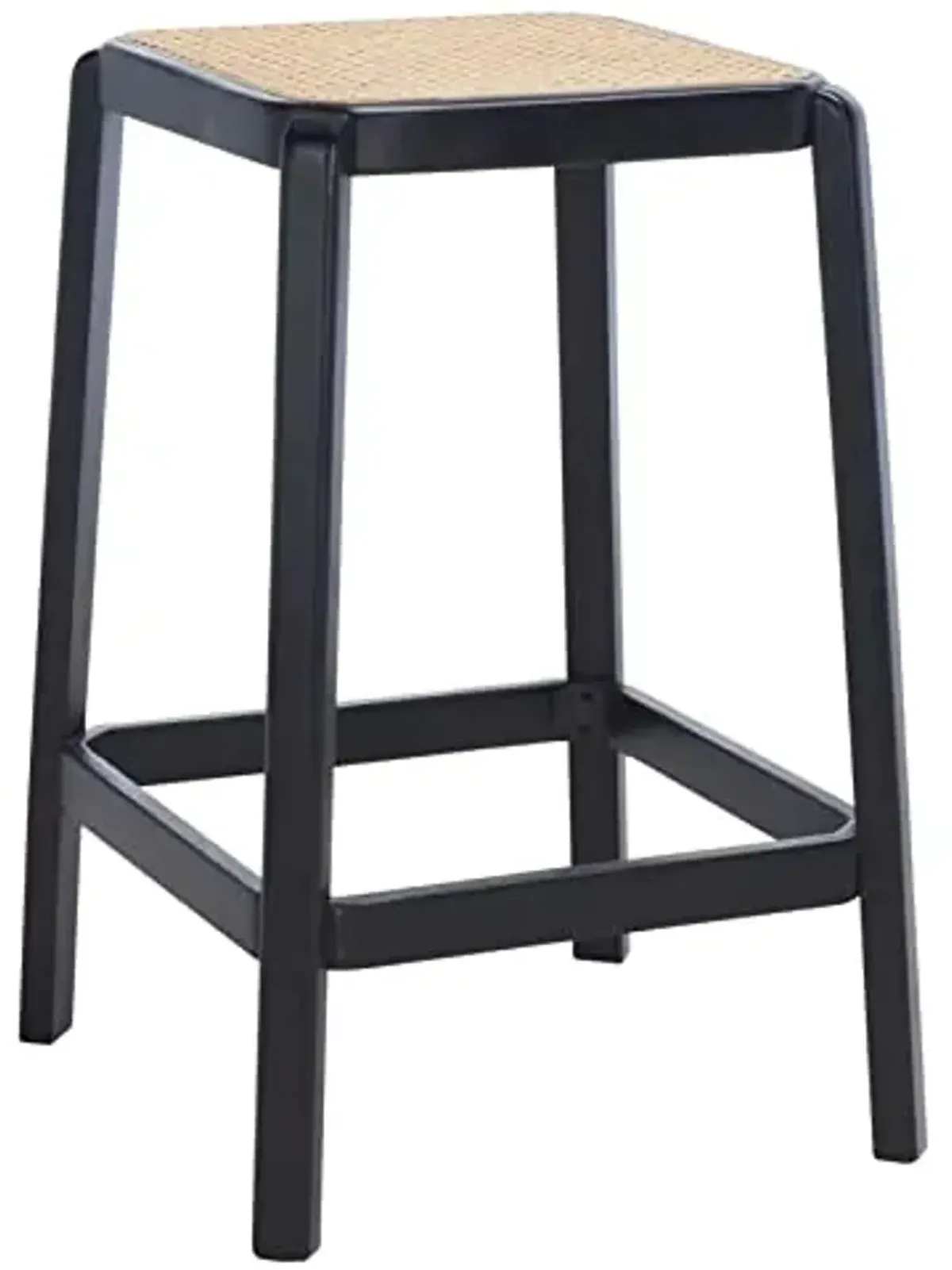 SAFAVIEH Home Collection Silus Black and Natural Backless Cane 25-inch Counter Stool