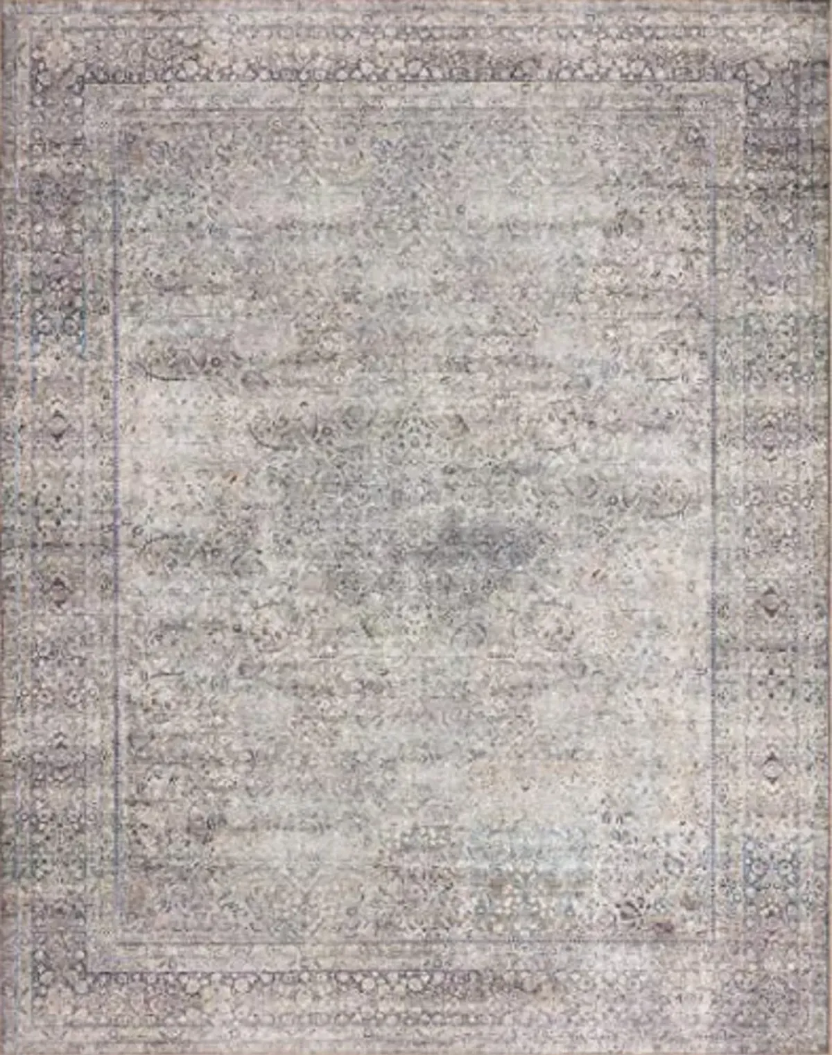 Loloi II Wynter Collection WYN-03 Silver/Charcoal 2'-6" x 9'-6", .13" Thick, Runner Rug, Soft, Durable, Printed, Vintage Inspired, Low Pile, Non-Shedding, Easy Clean, Living Room Rug