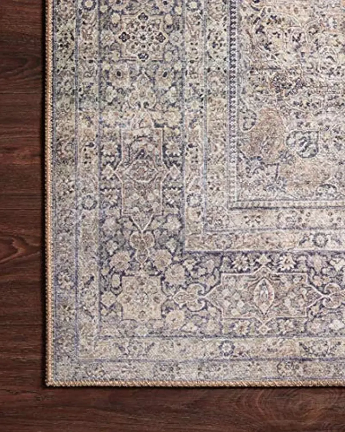 Loloi II Wynter Collection WYN-03 Silver/Charcoal 2'-6" x 9'-6", .13" Thick, Runner Rug, Soft, Durable, Printed, Vintage Inspired, Low Pile, Non-Shedding, Easy Clean, Living Room Rug