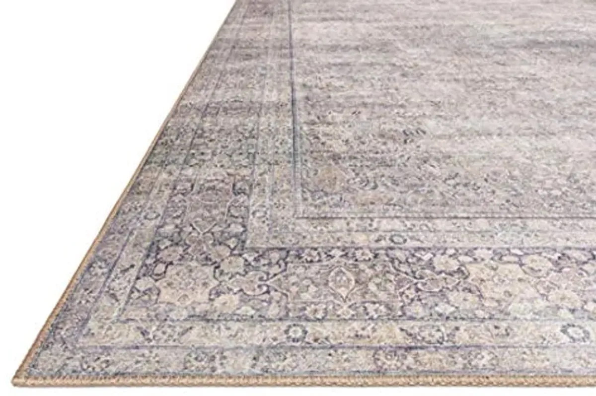 Loloi II Wynter Collection WYN-03 Silver/Charcoal 2'-6" x 9'-6", .13" Thick, Runner Rug, Soft, Durable, Printed, Vintage Inspired, Low Pile, Non-Shedding, Easy Clean, Living Room Rug