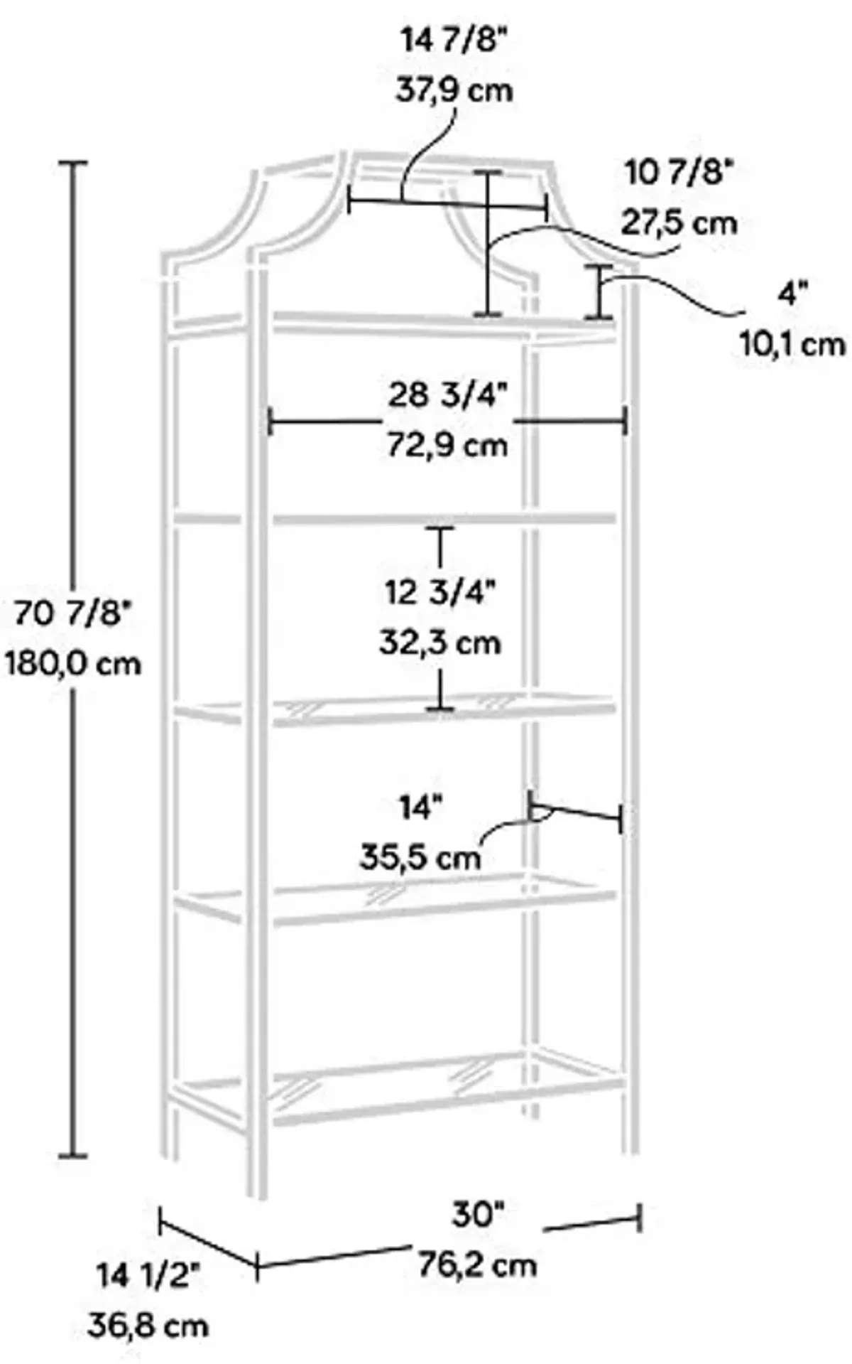 Sauder Harvey Park Bookcase/Book Shelf, Black