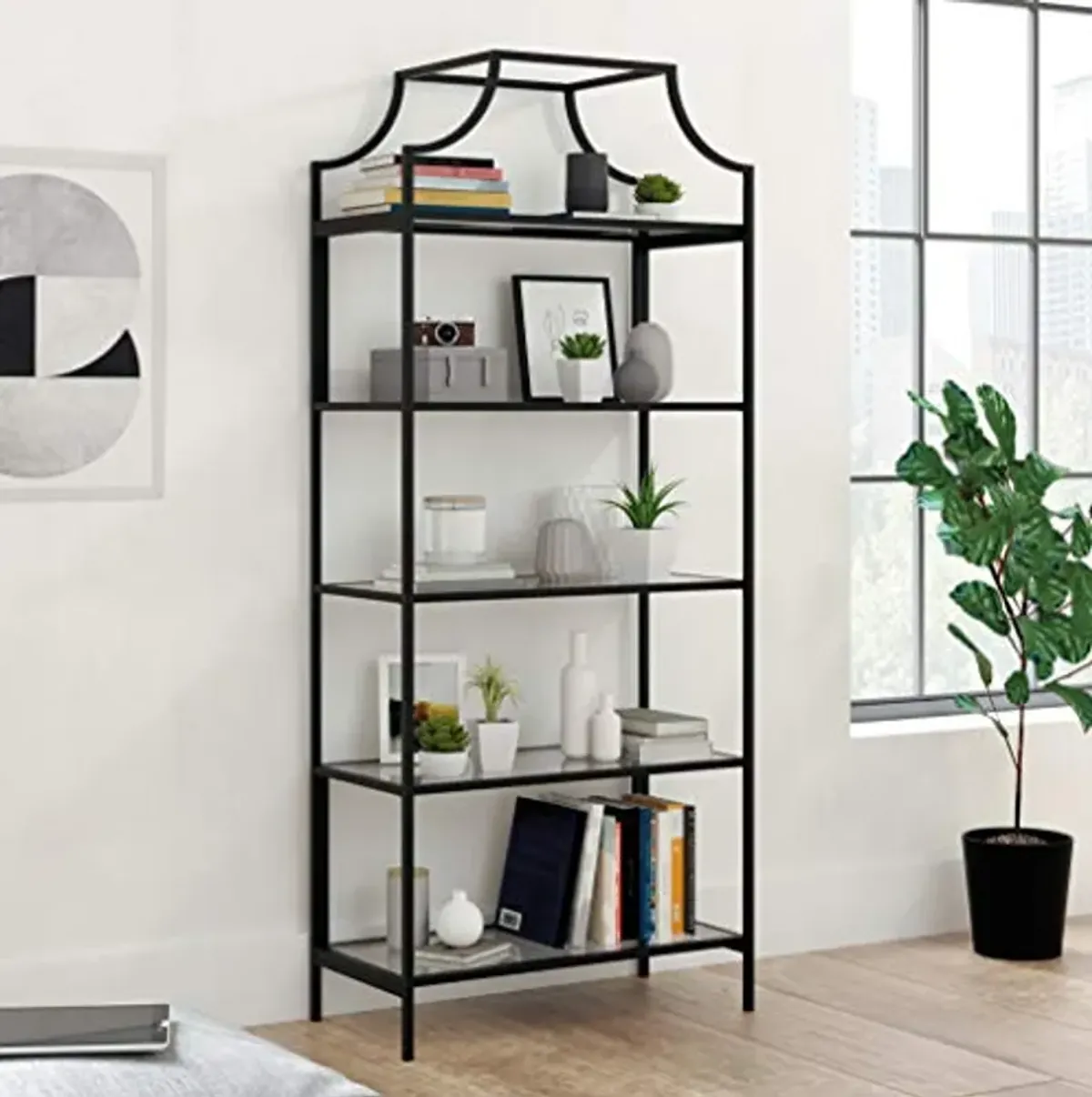 Sauder Harvey Park Bookcase/Book Shelf, Black