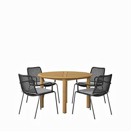 Amazonia Rockford 5-Piece Outdoor Rectangular Dining Table Set | Teak Finish | Ideal for Patio and Indoors