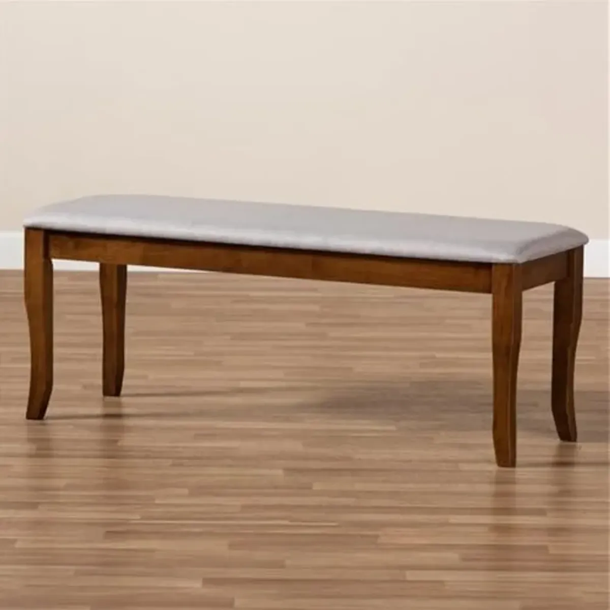 Baxton Studio Cornelie Modern and Contemporary Transitional Grey Fabric Upholstered and Walnut Brown Finished Wood Dining Bench