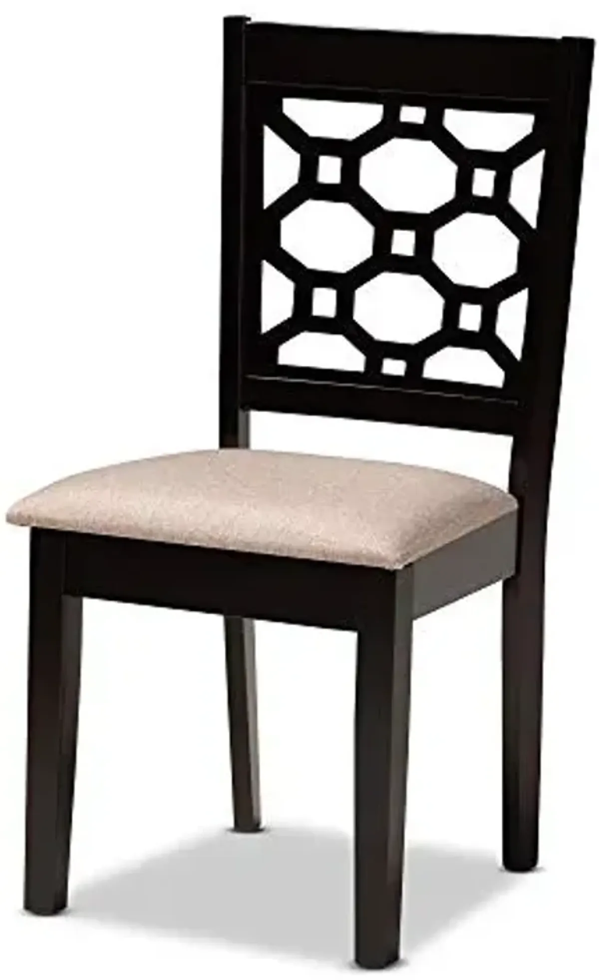 Baxton Studio Peter Modern and Contemporary Sand Fabric Upholstered and Dark Brown Finished Wood 4-Piece Dining Chair Set