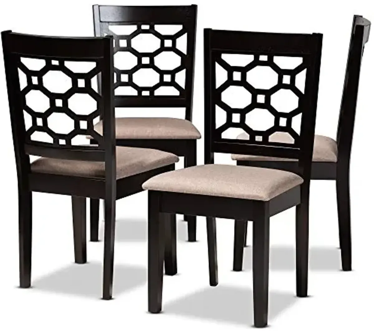 Baxton Studio Peter Modern and Contemporary Sand Fabric Upholstered and Dark Brown Finished Wood 4-Piece Dining Chair Set