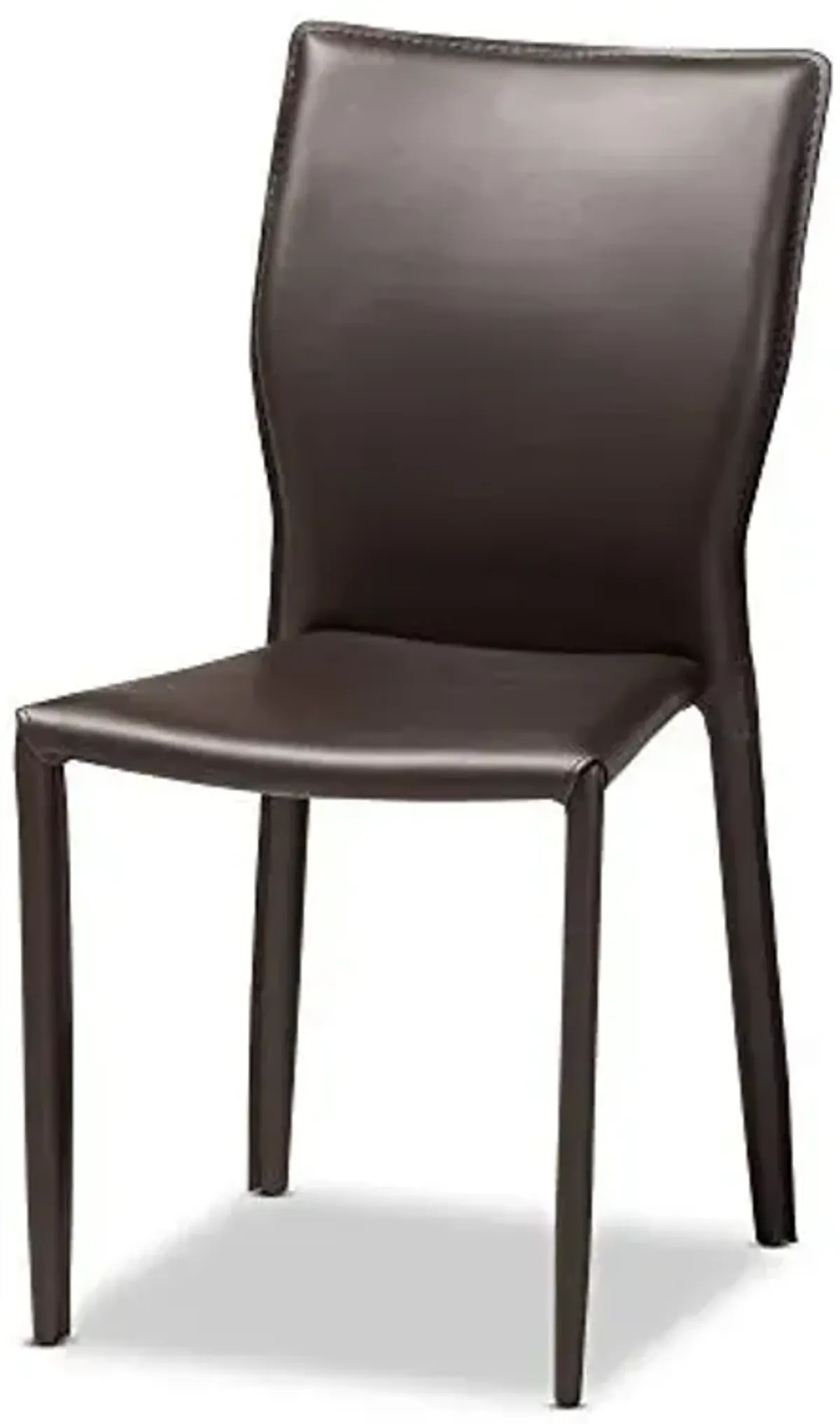 Baxton Studio Heidi Modern and Contemporary Dark Brown Faux Leather Upholstered 4-Piece Dining Chair Set