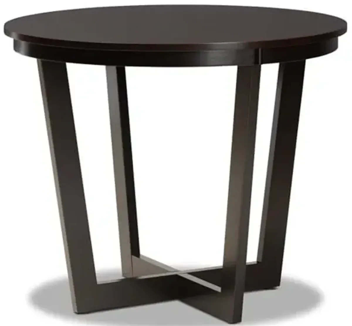 Baxton Studio Alayna Modern and Contemporary Dark Brown Finished 35-Inch-Wide Round Wood Dining Table