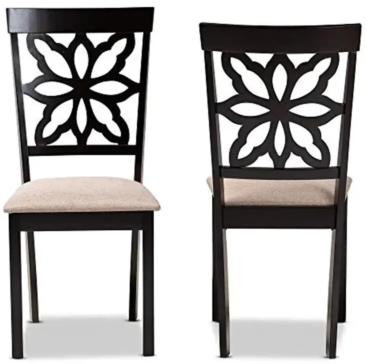 Baxton Studio Samwell Modern and Contemporary Sand Fabric Upholstered and Dark Brown Finished Wood 2-Piece Dining Chair Set