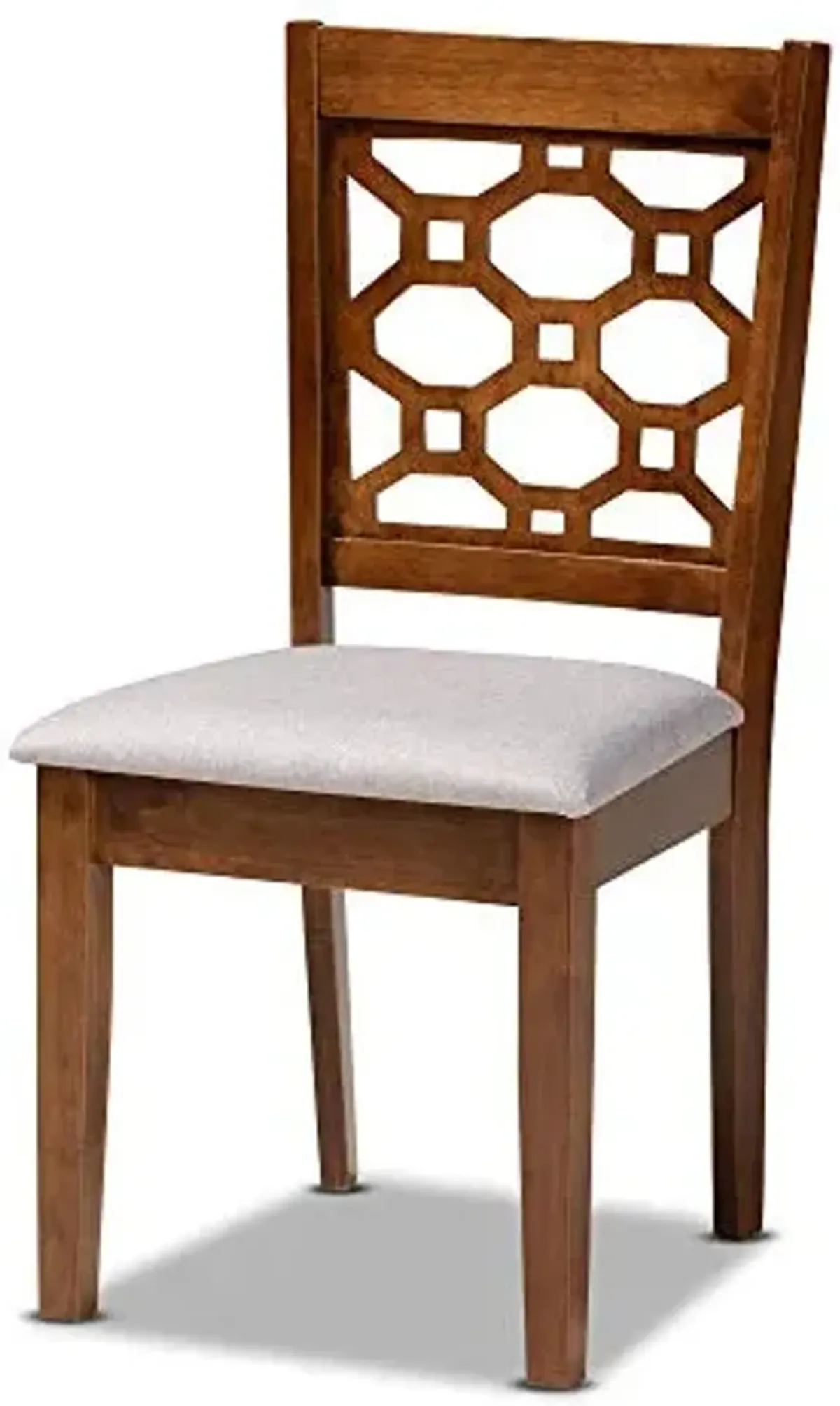 Baxton Studio Peter Modern and Contemporary Grey Fabric Upholstered and Walnut Brown Finished Wood 4-Piece Dining Chair Set