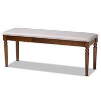 Baxton Studio Giovanni Modern and Contemporary Grey Fabric Upholstered and Walnut Brown Finished Wood Dining Bench