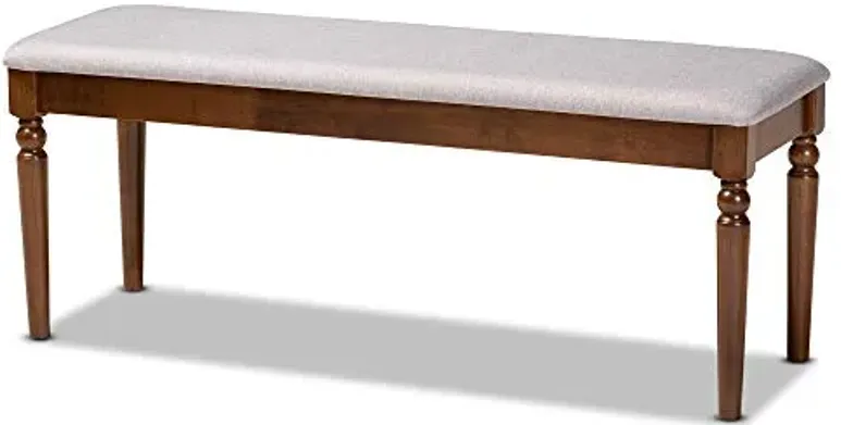 Baxton Studio Giovanni Modern and Contemporary Grey Fabric Upholstered and Walnut Brown Finished Wood Dining Bench