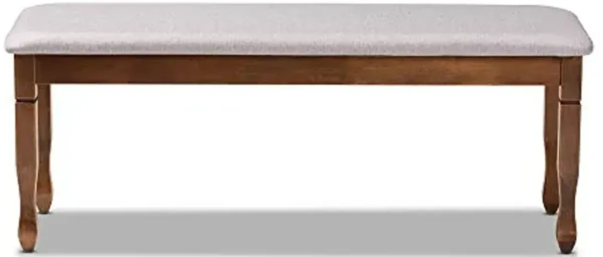 Baxton Studio Corey Modern and Contemporary Grey Fabric Upholstered and Walnut Brown Finished Wood Dining Bench