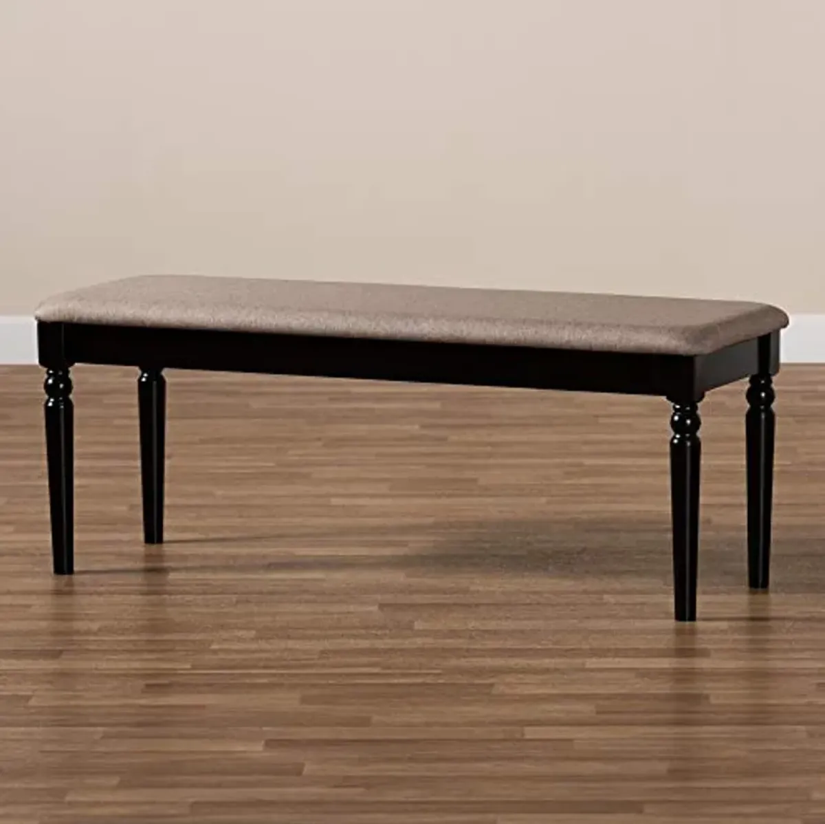 Baxton Studio Giovanni Modern and Contemporary Sand Fabric Upholstered and Dark Brown Finished Wood Dining Bench