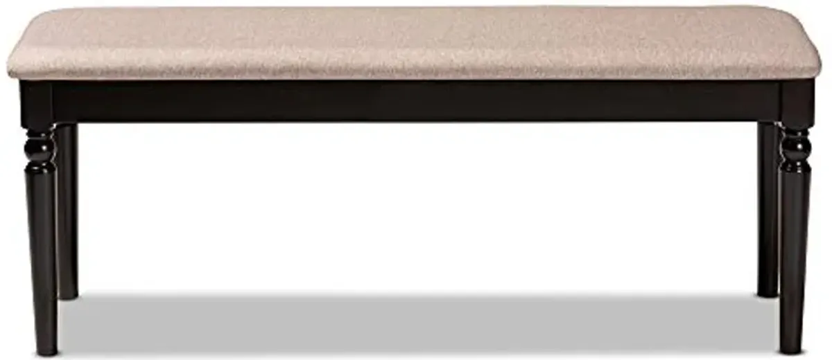 Baxton Studio Giovanni Modern and Contemporary Sand Fabric Upholstered and Dark Brown Finished Wood Dining Bench