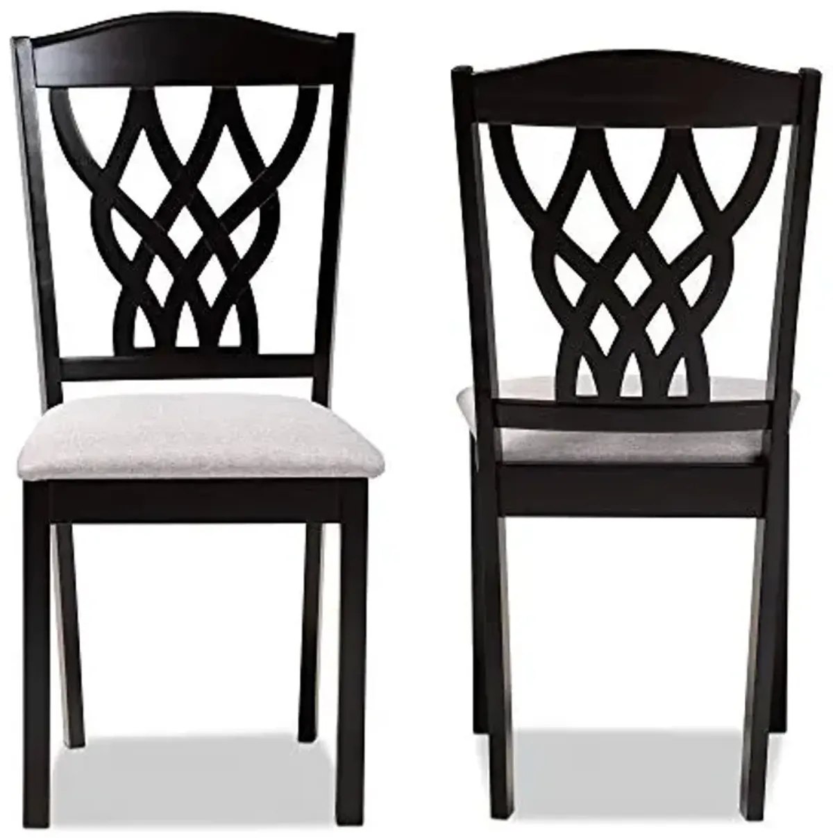Baxton Studio Delilah Modern and Contemporary Grey Fabric Upholstered and Dark Brown Finished Wood 2-Piece Dining Chair Set