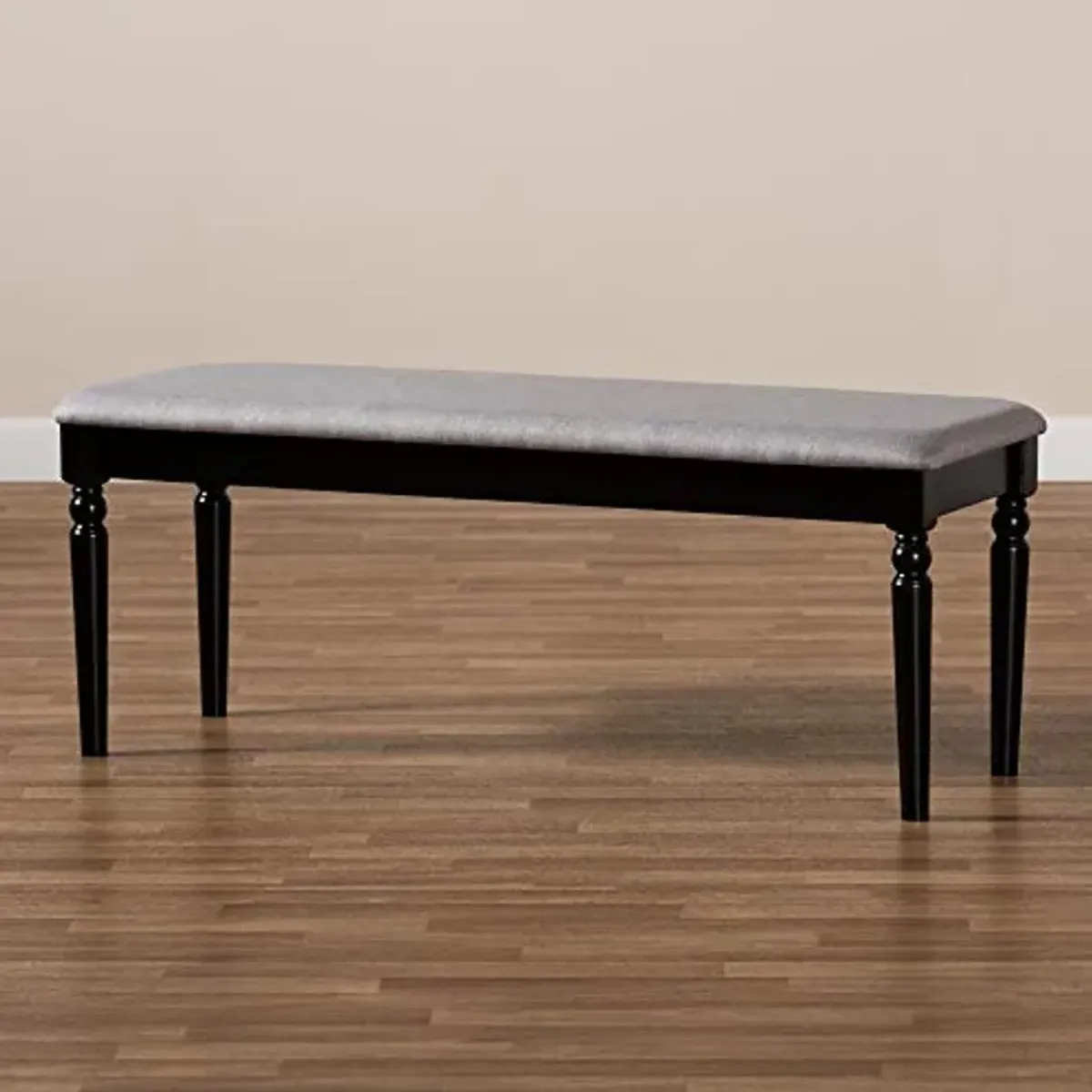 Baxton Studio Giovanni Modern and Contemporary Grey Fabric Upholstered and Dark Brown Finished Wood Dining Bench