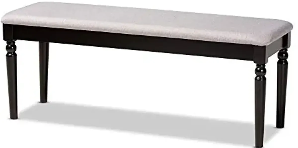 Baxton Studio Giovanni Modern and Contemporary Grey Fabric Upholstered and Dark Brown Finished Wood Dining Bench