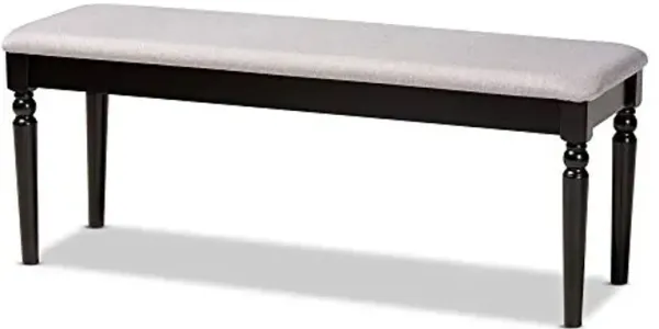 Baxton Studio Giovanni Modern and Contemporary Grey Fabric Upholstered and Dark Brown Finished Wood Dining Bench