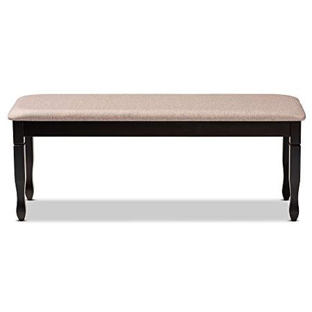 Baxton Studio Corey Modern and Contemporary Sand Fabric Upholstered and Dark Brown Finished Wood Dining Bench
